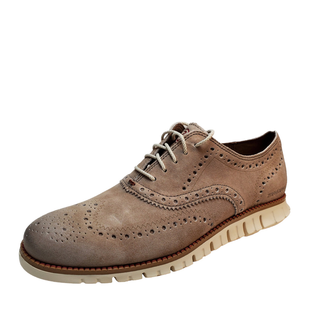 Cole Haan Mens Shoes Zerogrand Leather Wing Tip Brogue Oxfords Warm Stucco